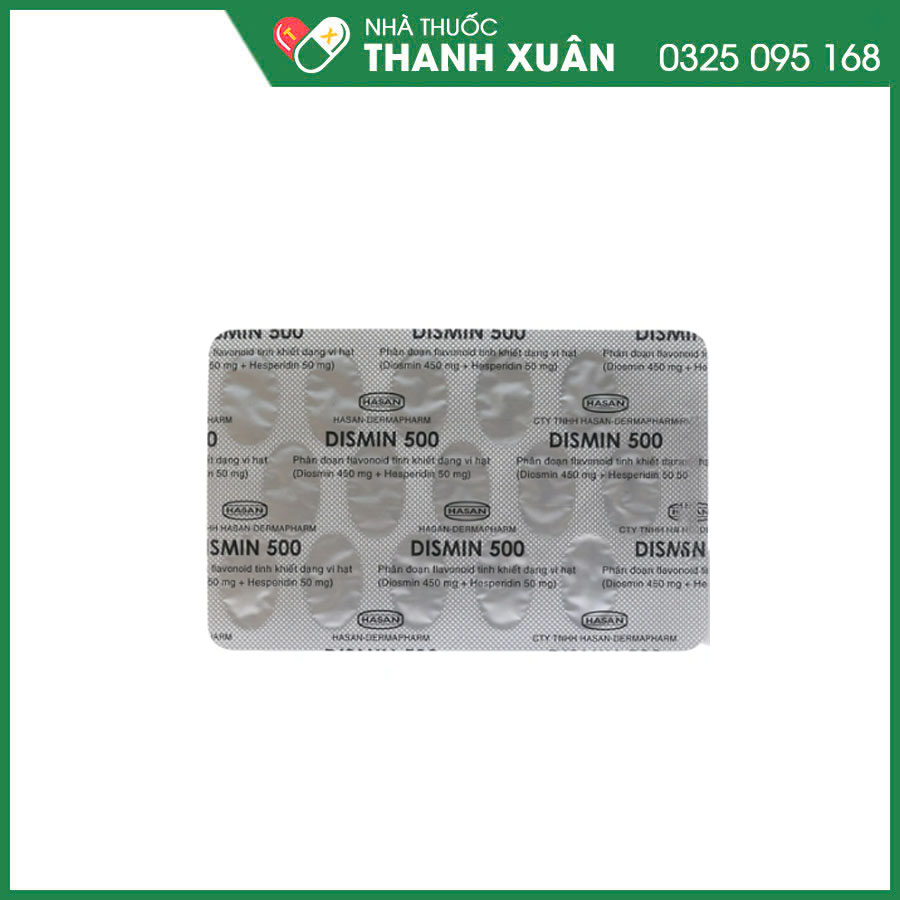 Dismin 500 thuốc điều trị suy giãn tĩnh mạch, điều trị các triệu chứng của cơn trĩ cấp và bệnh trĩ mãn